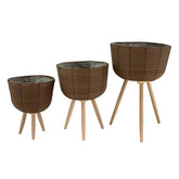 Jg cesta de papel y madera 3pz 35.5x35.5x55cm